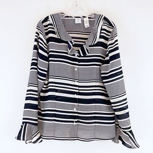 Emma James Blouse Stripes Ruffles Size 12